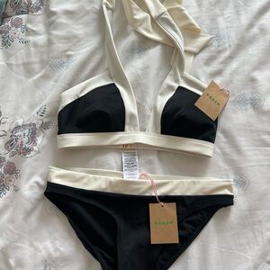 Boden Black and Cream Bikini Swimwear